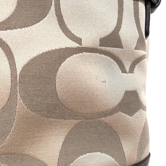 Coach Signature Crossbody Shoulder Bag Womens Brown Khaki Chain Leather Trim - Picture 9 of 12